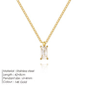 Stainless Steel Mini Square Zircon Pendant – Jewelry Gift Ideas — 2