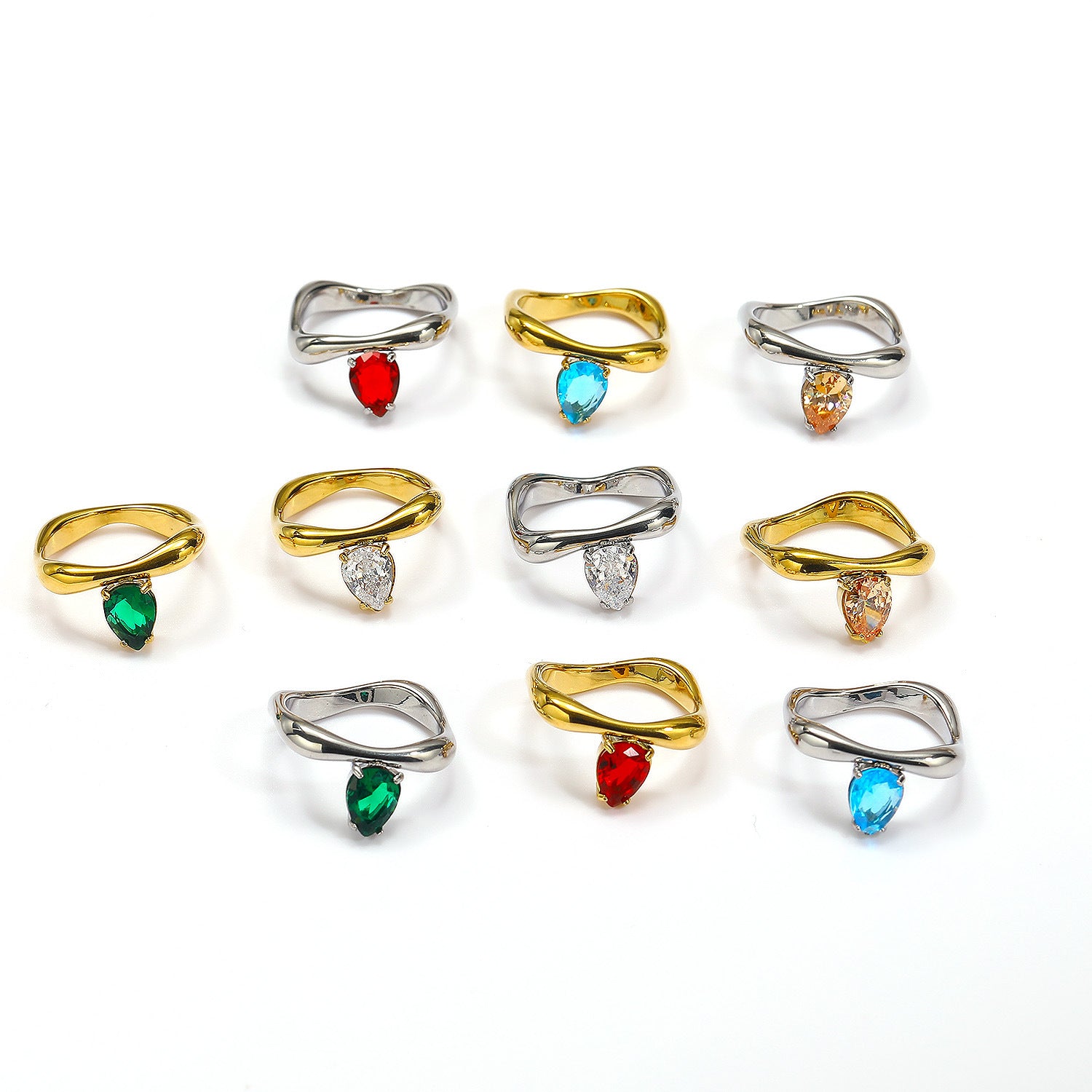 Inlaid Drop-shaped Zircon Irregular Titanium – Special Occasion Gifts — 1