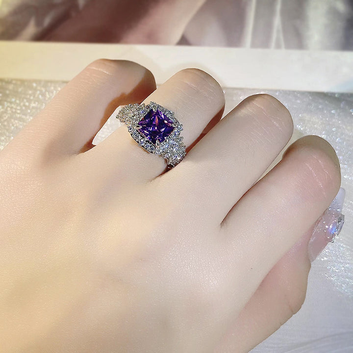 Colorful Gemstone Ring Female Super Inlaid Purple – Gifts for Her — 1