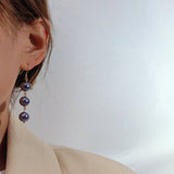 925 Silver Needle Purple Bead Long Tassel Earrings – Gifts for Her — 4