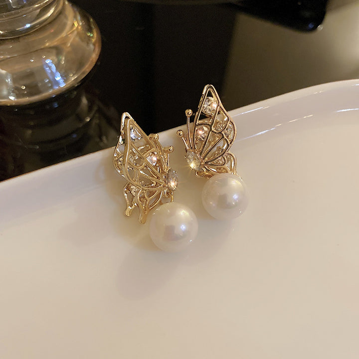 925 Silver Needle Niche Diamond Butterfly Pearl – Thoughtful Gifts — 1