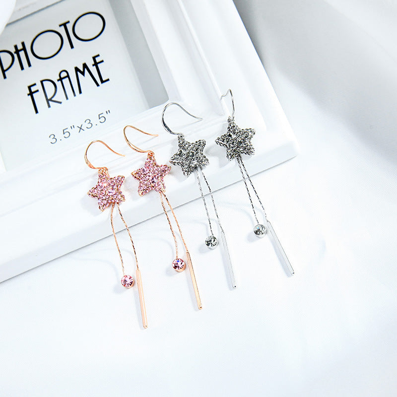 Star Earrings Female Long Tassels Show Face Thin Ear – Gifts for Her — 1