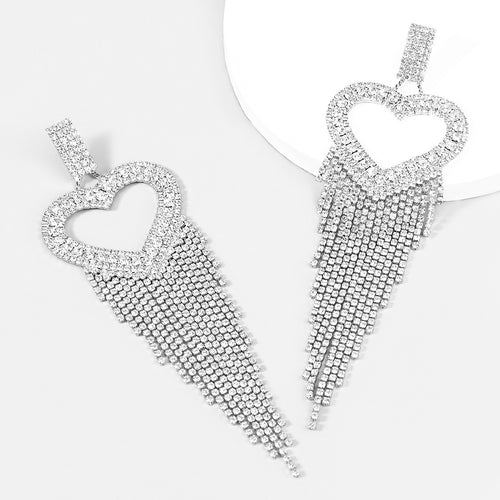 Alloy Diamond-encrusted Love Tassel Earrings Female – Gifts for Her — 2