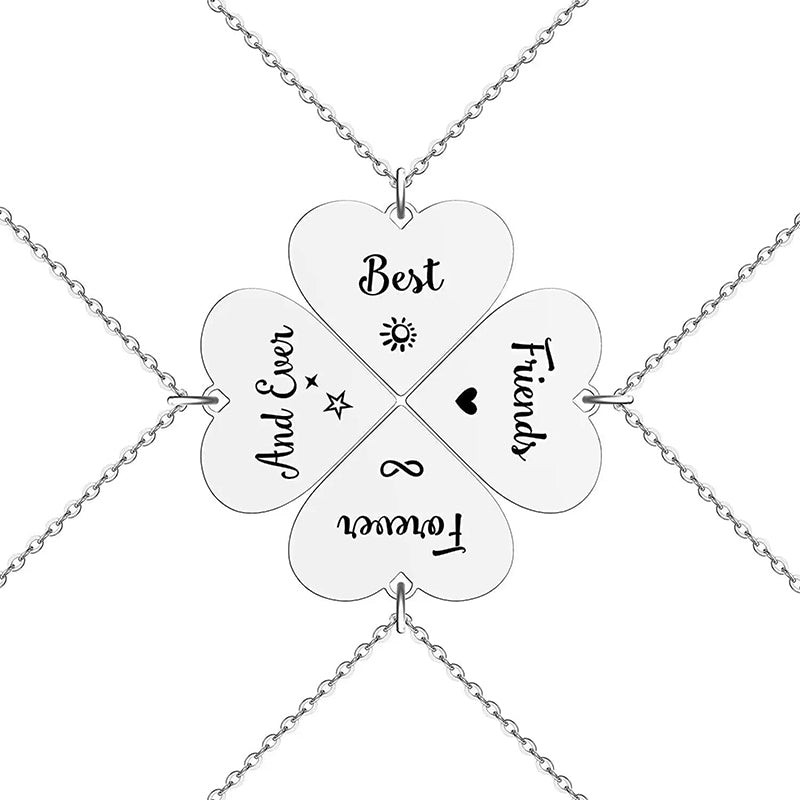 4 Pcs Set Heart Puzzle Four Leaf Clover Pendant – Jewelry Gift Ideas — 1