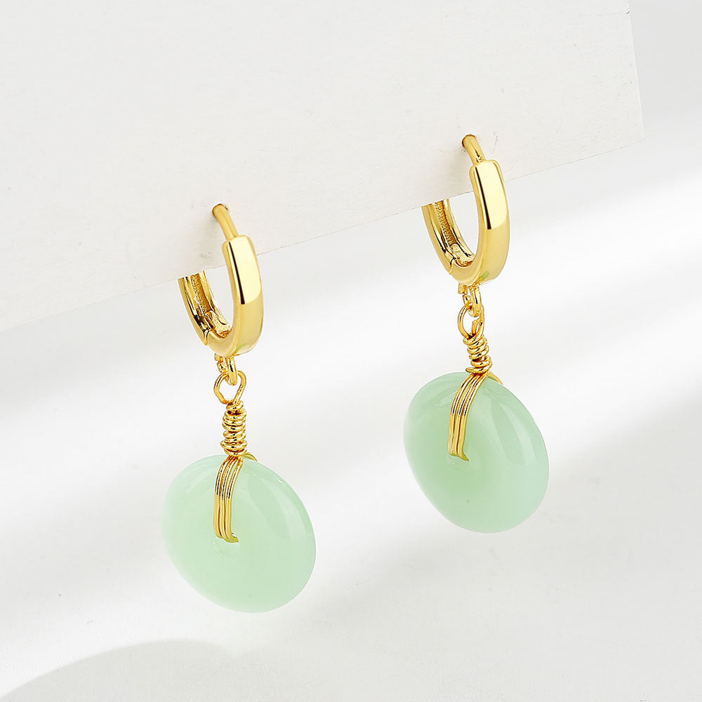 Women's Gold Plated Safety Buckle Hetian Jade Earrings – Gifts for Her — 1