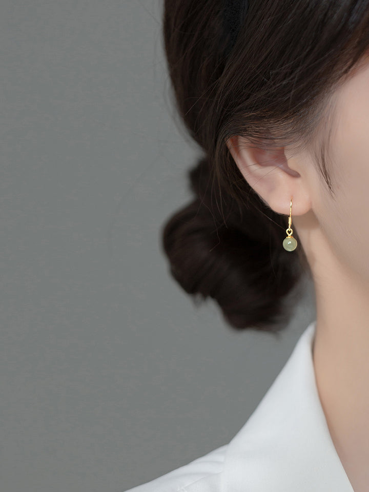 Silver Temperament Hetian Jade Earrings Simple – Thoughtful Gifts — 1