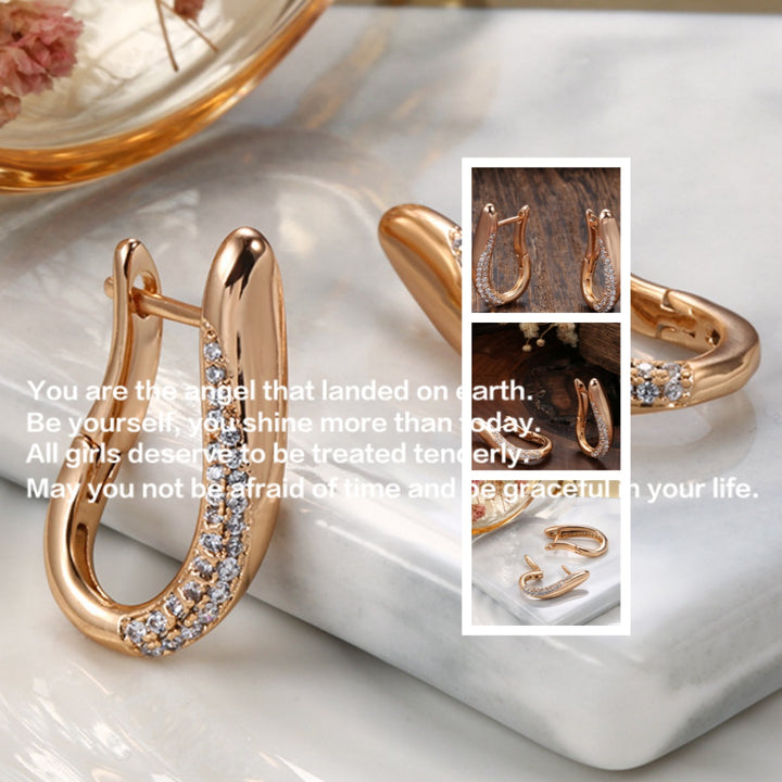 Simple Geometric Inlaid Zirconium Earrings Elegant – Stylish Gifts — 1