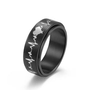 Titanium Steel Rotating ECG Couple Ring Stainless – Gifts for Couples — 2