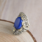 S925 Silver Vintage Craft Fashion Lapis Lazuli Ring – Stylish Gifts — 3
