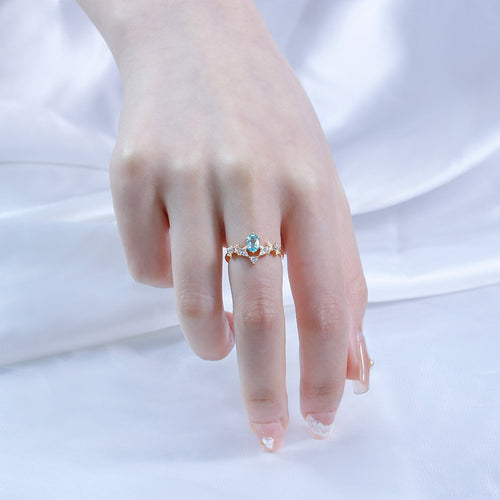14K Gold Baroque Quiet Apatite White Zirconium Ring – Small Gift Ideas — 1