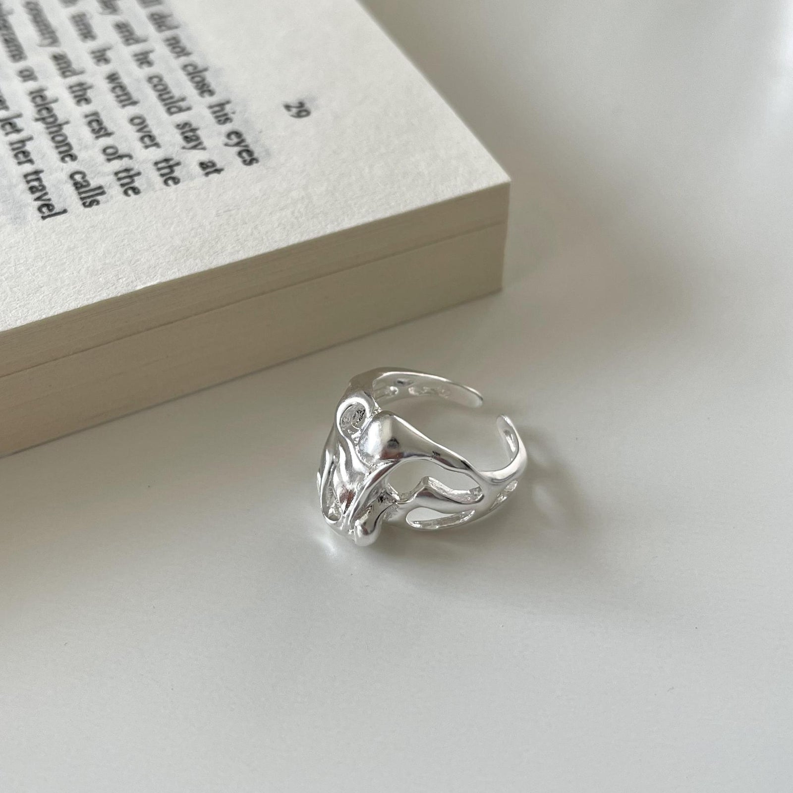 S925 Sterling Silver Women's Irregular Simple Ring – Gifts for Her — 1
