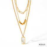 Three-layer Twin Hollow Rectangular White Shell – Jewelry Gift Ideas — 2