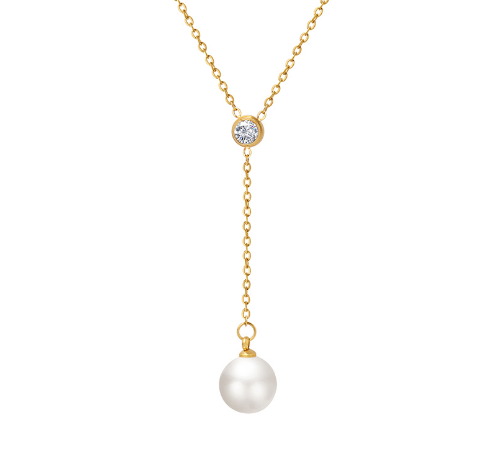 Lila Crystal Pearl Gold Necklace – Jewelry Gift Ideas — 1