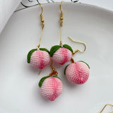 Handmade Cute Peach Sweet Wool Earrings – Small Gift Ideas — 4