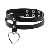 Black PU Leather Peach Heart Pendant Collar – Jewelry Gift Ideas — 9