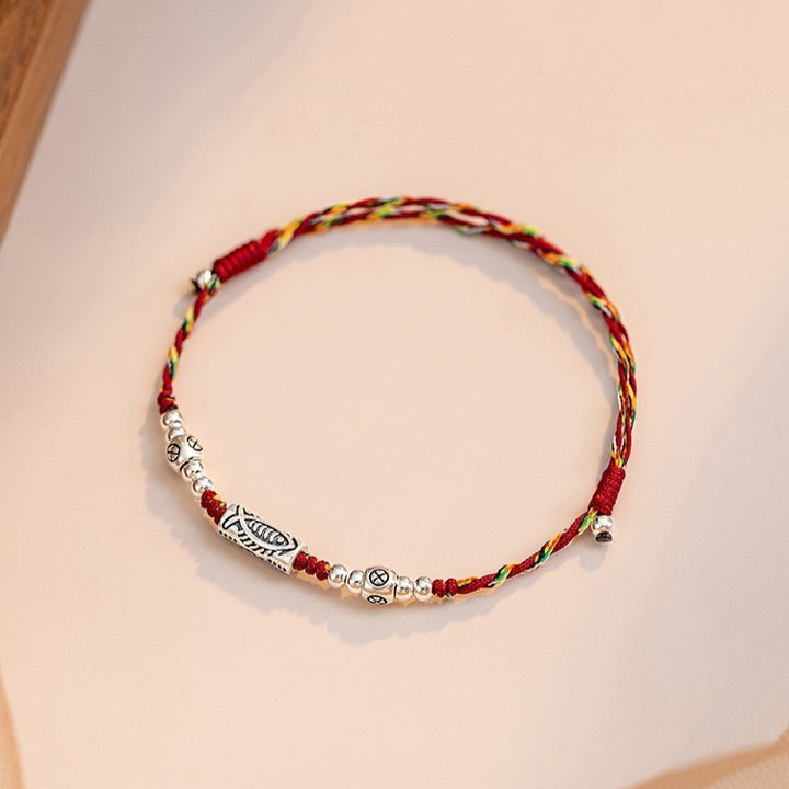 925 Silver Lucky Koi Braided Rope Red Bracelet – Jewelry Gift Ideas — 1