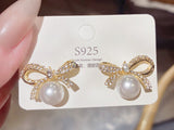 Women's Elegant Bow Shape Pearl Earrings – Gifts for Her — 9