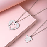 Romantic Heart Puzzle Pendant Couple Necklace – Jewelry Gift Ideas — 3