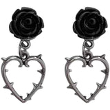 Dark Vintage Thorns Rose Love Earrings – Gifts for Couples — 4