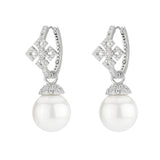 Micro-set Zircon Cross Pearl Silver Needle Earrings – Small Gift Ideas — 2