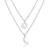 Stainless Steel Sun Moon Multilayer Necklace – Jewelry Gift Ideas — 4