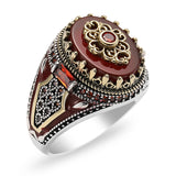 Vintage Two Tone Men's Red Onyx Ring – Gifts for Him — 4