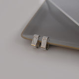 Silver Needle Geometric Square Love Earrings – Gifts for Couples — 5