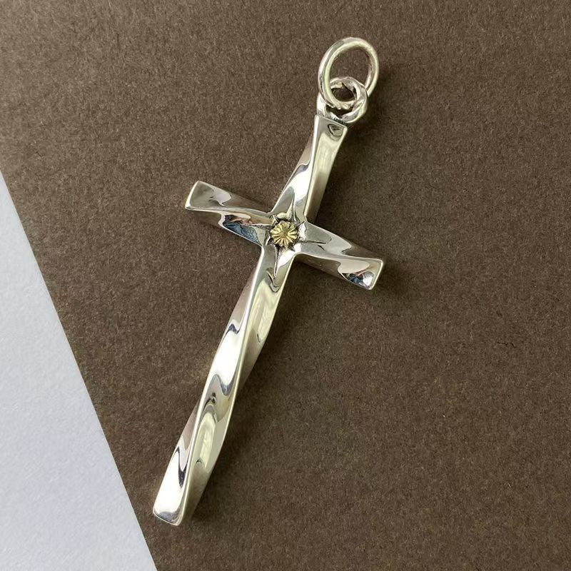 Glossy Spiral Cross Necklace Men's Trendy Hip-hop – Jewelry Gift Ideas — 1