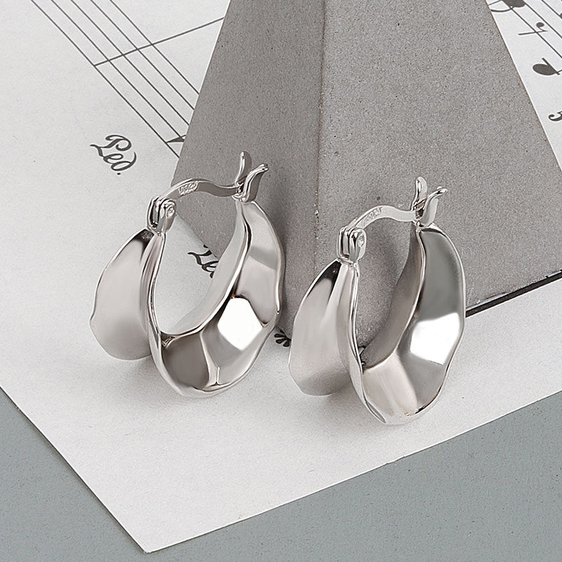 Frigid Wind Versatile Glossy Irregular Wave Earrings – Birthday Gifts — 1
