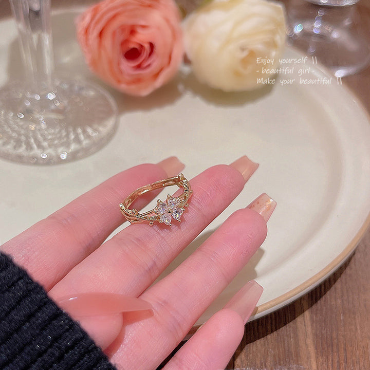 Fashion Jewelry Zircon Flower Ring Female Niche Design – Stylish Gifts — 1