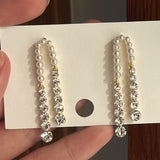 Needle Pearl Rhinestone Tassel Earrings Light – Special Occasion Gifts — 4