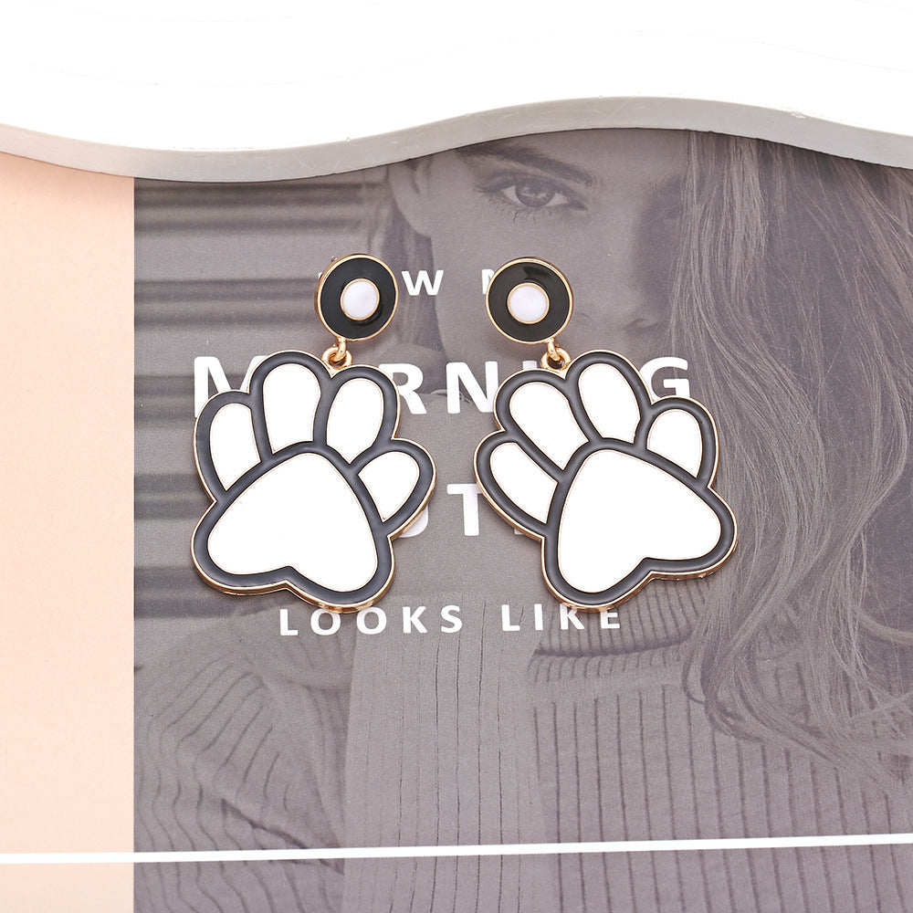 Exaggerated Alloy Dripping Puppy Footprints Earrings – Dog Lover Gifts — 1