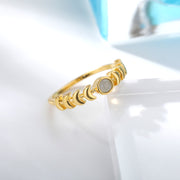 Women's Opal Moon Total Solar Eclipse Closed Ring – Gifts for Her — 1