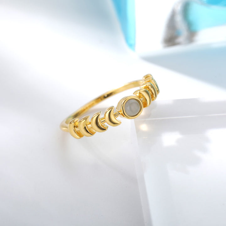 Women's Opal Moon Total Solar Eclipse Closed Ring – Gifts for Her — 1