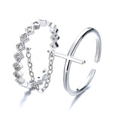 One Piece Geometric Double Ring Female Diamond Cross – Gifts for Her — 1