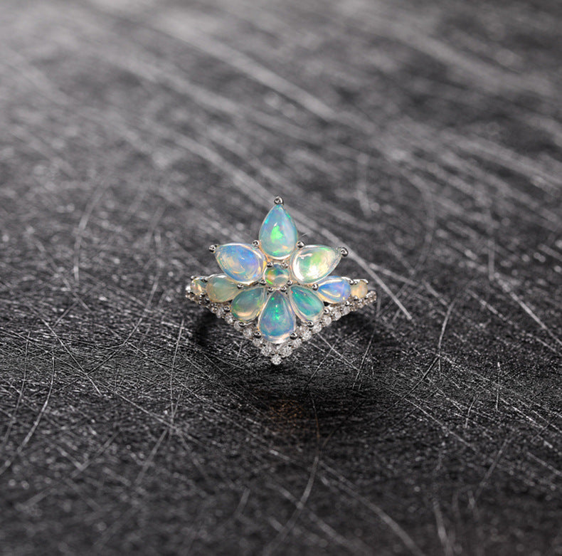 Natural Opal 925 Silver Ring Temperament – Holiday Gift Ideas — 1