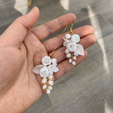 Earrings White Ceramic Flower Earhook – Holiday Gift Ideas — 5