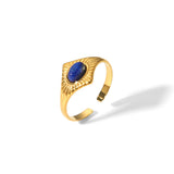 Retro New Lapis Turquoise Titanium Steel Ring – Everyday Gifts — 6