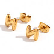 Titanium Steel Earrings 18K Gold Mini Alphabet Letter – Gifts for Her — 12