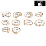 Diamond-embedded Combination Knuckle Ring 10-piece – Thoughtful Gifts — 6