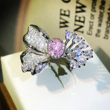 Bright Red Diamond Colored Gems Flower Ring Female – Gifts for Her — 3