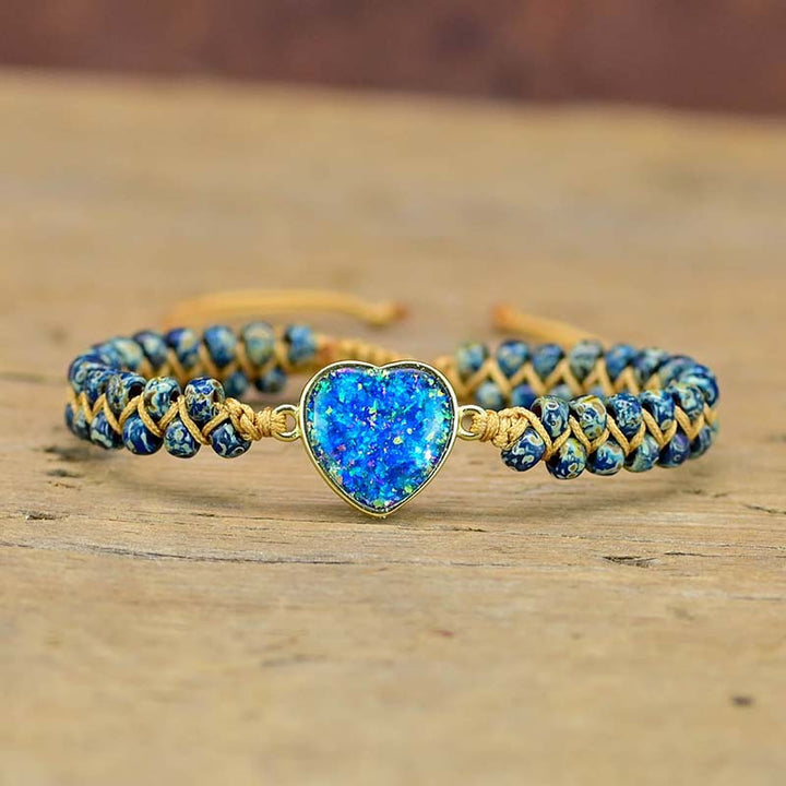 Woven Love Blue Opal Friendship Love Bracelet – Jewelry Gift Ideas — 1