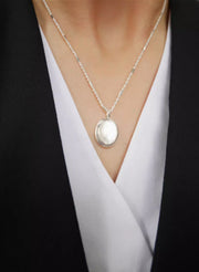 S925 Sterling Silver Oval Black Agate Necklace – Jewelry Gift Ideas — 4