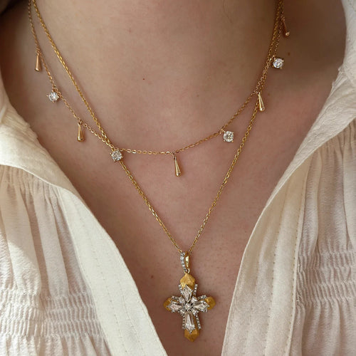 Cross Double Color Gold Pendant Necklace – Jewelry Gift Ideas — 1