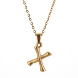 Hip Hop Bamboo 18K Stainless Steel Letter Pendant – Jewelry Gift Ideas — 12