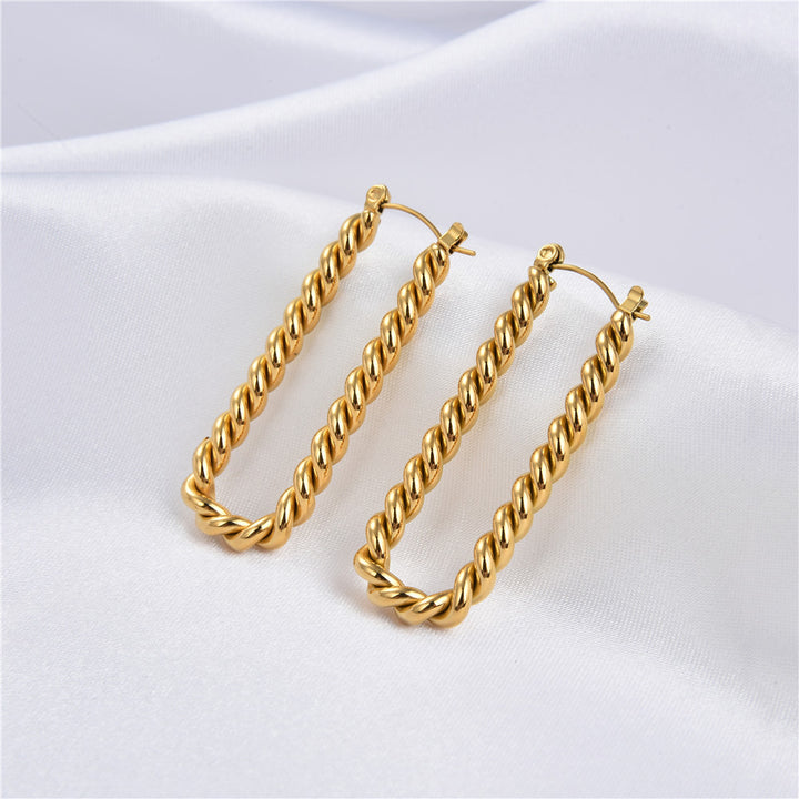 Twisted 18K Gold Electroplated Stud Earrings Twist – Thoughtful Gifts — 1