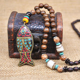 Vintage Long Necklace Handmade Turquoise Wood – Jewelry Gift Ideas — 2