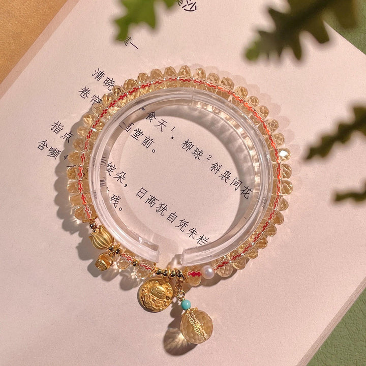 Single-ring Faceted Crystal Strand With Lucky Cat – Jewelry Gift Ideas — 1