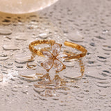 18K Micro Inlaid Zircon Five Petal Flower Ring – Birthday Gifts — 16