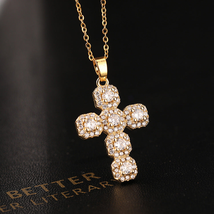 Classic Cross Shape Brass Micro Set Religious – Jewelry Gift Ideas — 1